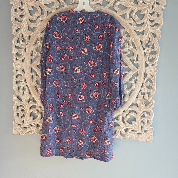 Gap Women's Floral V-Neck Long Sleeve Shift Dress Blue Floral SZ XS Lined - Picture 6 of 6